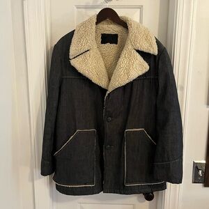 Vintage Sherpa-Lined Denim Jacket Dark Wash